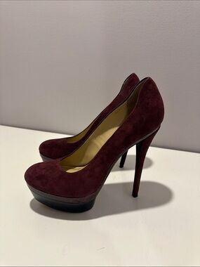 Rachel Zoe Wine Suede Platform Stiletto Pumps